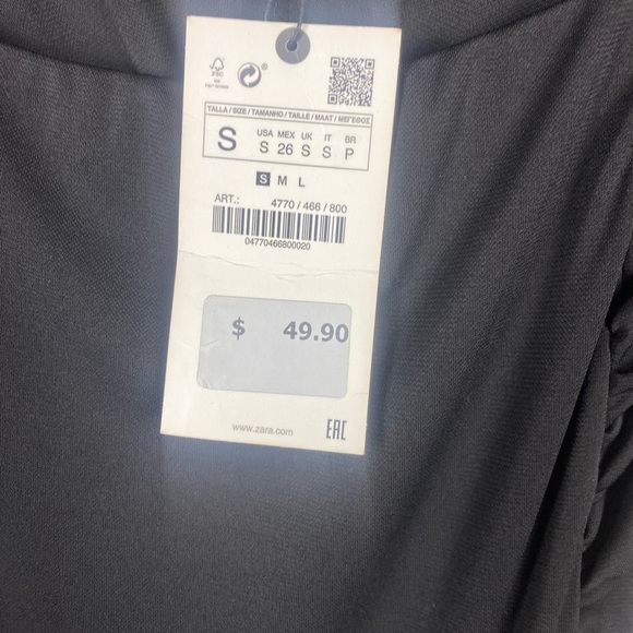 Zara Black Long Square Neck Maxi Goth Dress Size Small NEW. - Picture 7 of 11